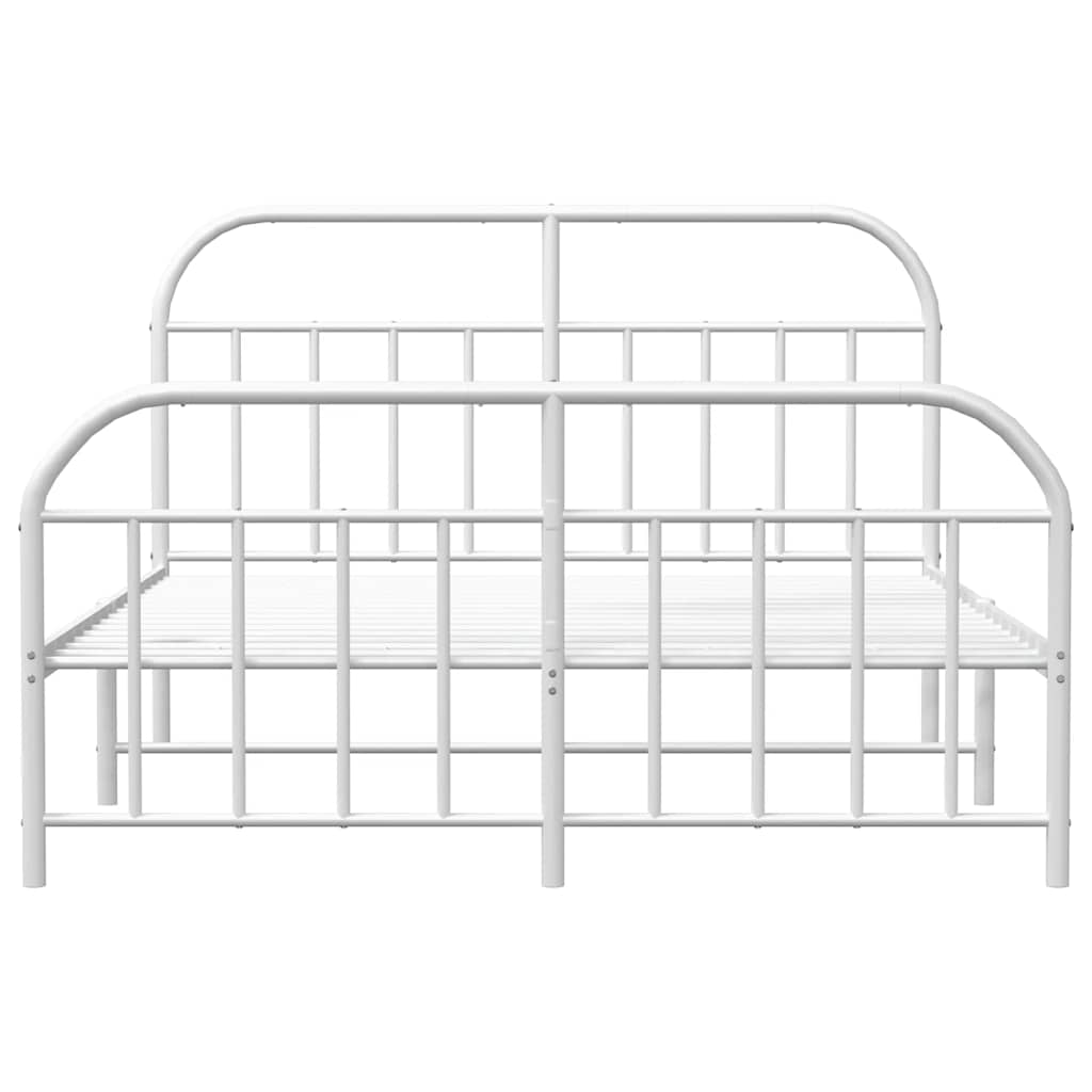 vidaXL Metalowa rama łóżka z wezgłowiem i zanóżkiem, biała, 150x200 cm
