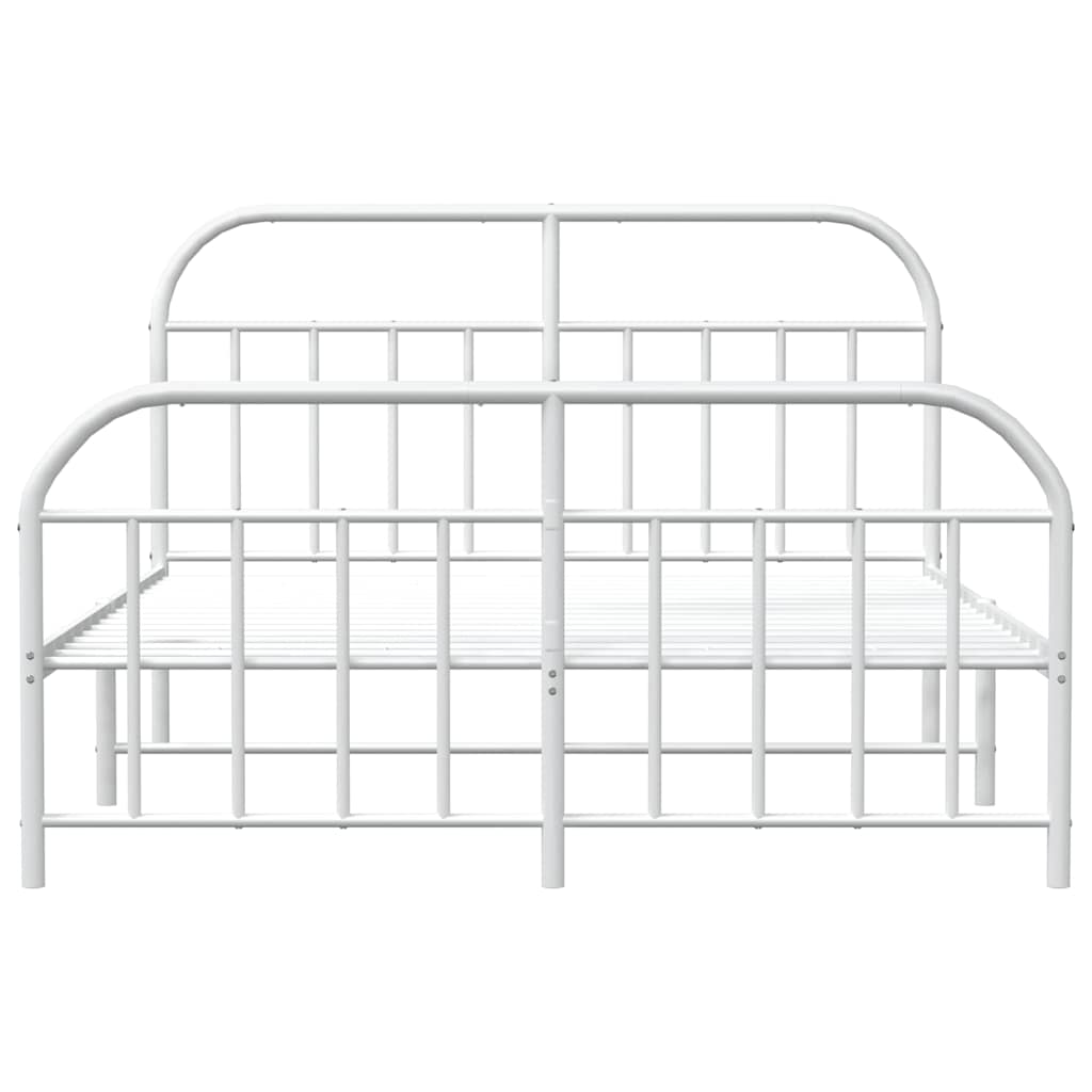 vidaXL Metalowa rama łóżka z wezgłowiem i zanóżkiem, biała, 183x213 cm