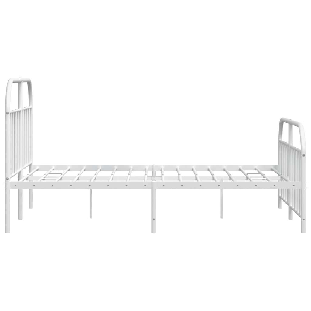 vidaXL Metalowa rama łóżka z wezgłowiem i zanóżkiem, biała, 183x213 cm