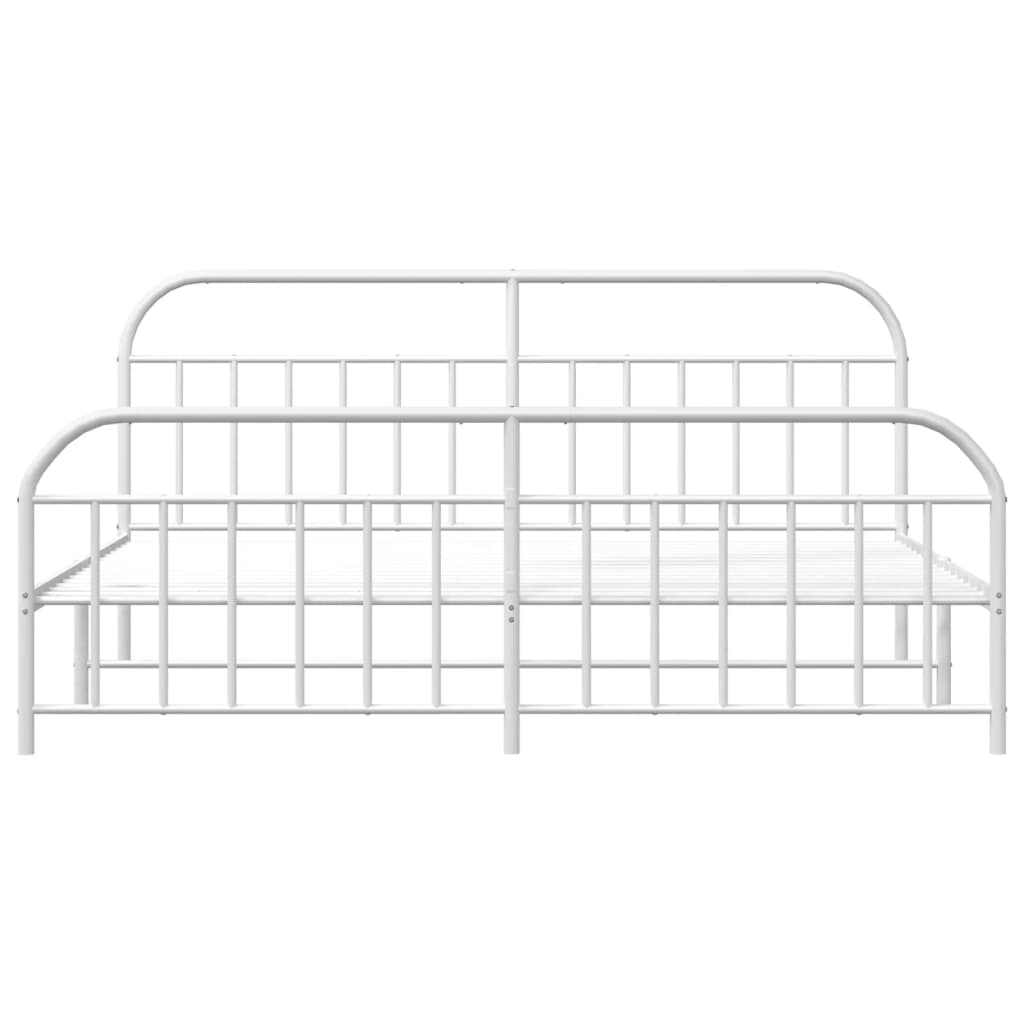 vidaXL Metalowa rama łóżka z wezgłowiem i zanóżkiem, biała, 200x200 cm