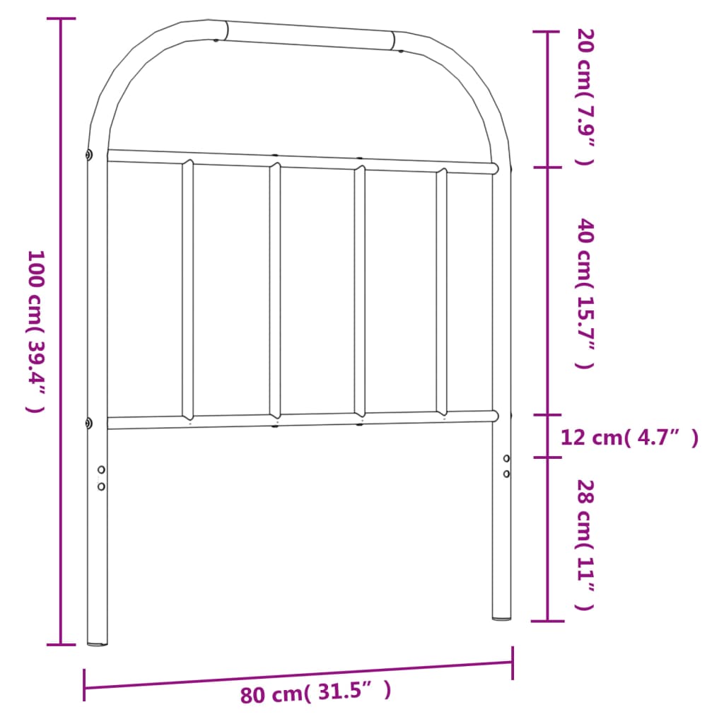 vidaXL Metalowe wymienne wezgłowie, białe, 75 cm