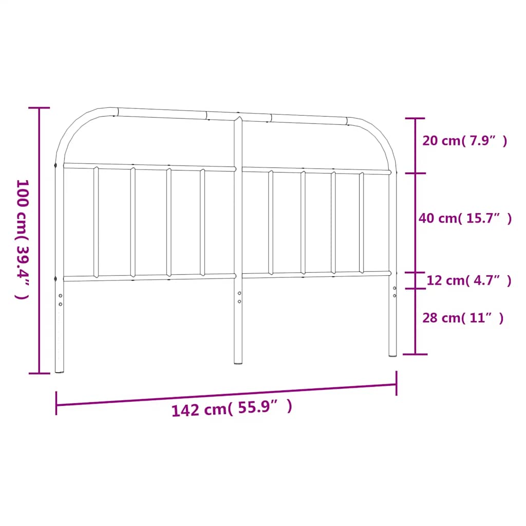 vidaXL Metalowe wymienne wezgłowie, białe, 135 cm