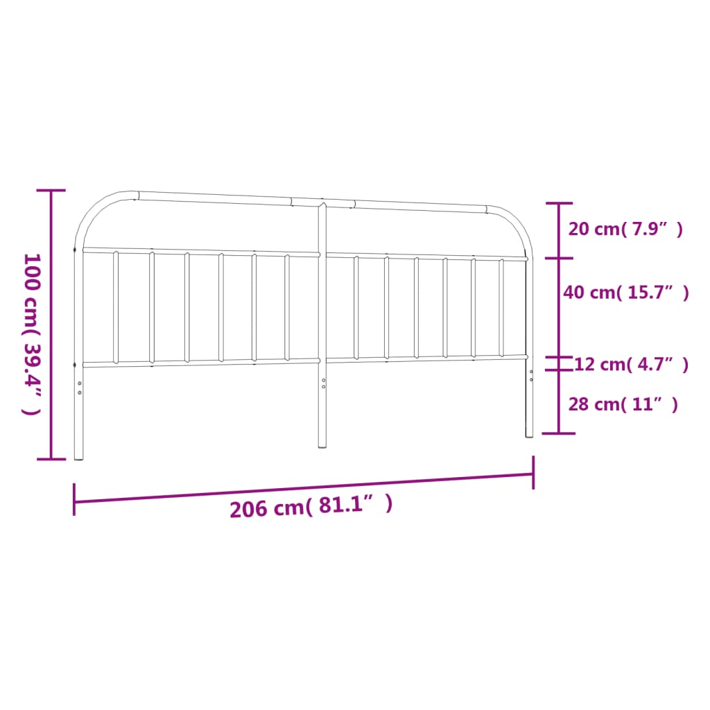 vidaXL Metalowe wymienne wezgłowie, białe, 200 cm
