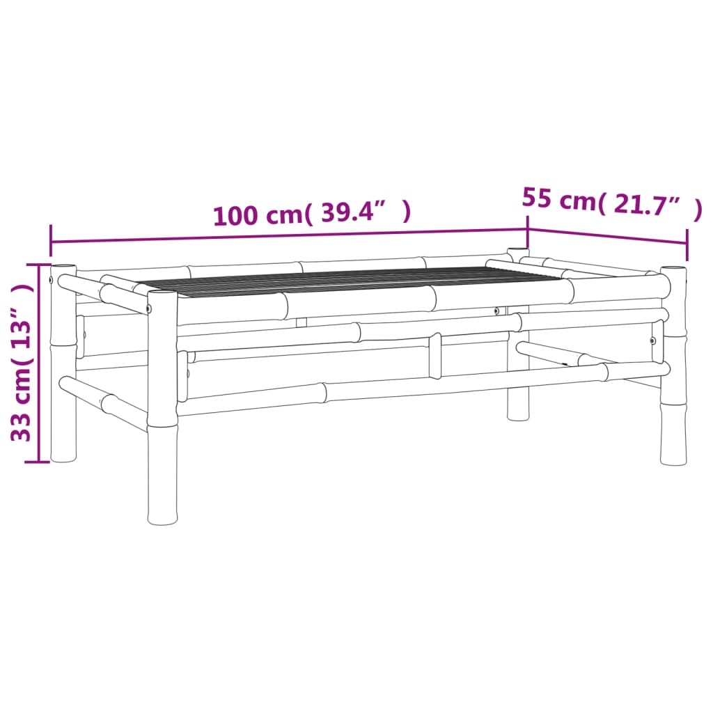 vidaXL Stolik ogrodowy, 100x55x33 cm, bambusowy