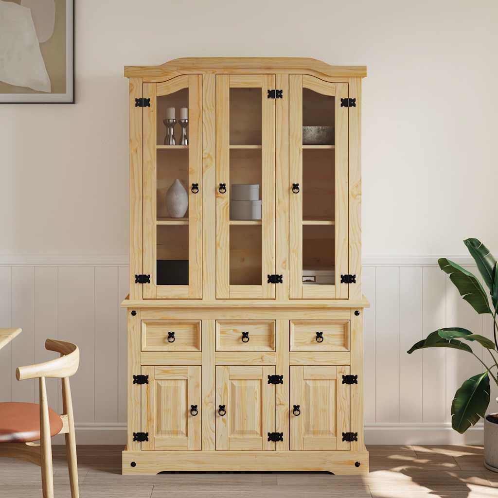 vidaXL Kredens Corona, brąz, 112x43x196 cm, drewno sosny meksykańskiej