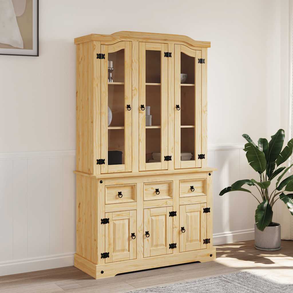 vidaXL Kredens Corona, brąz, 112x43x196 cm, drewno sosny meksykańskiej