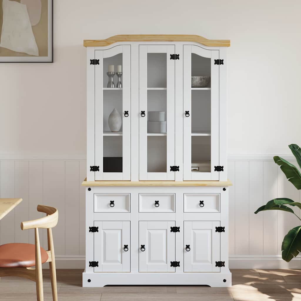 vidaXL Kredens Corona, biała 112x43x196 cm, drewno sosny meksykańskiej