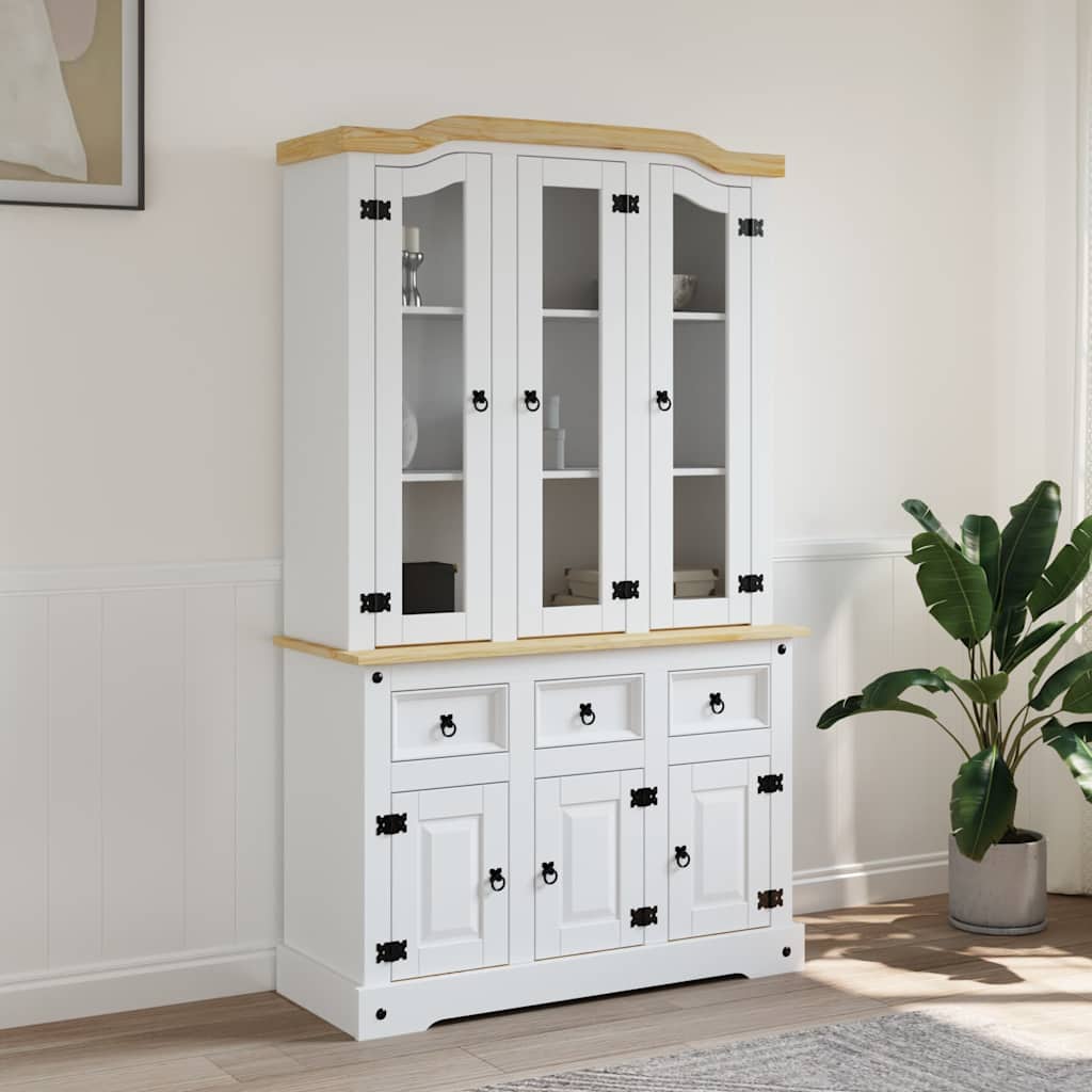 vidaXL Kredens Corona, biała 112x43x196 cm, drewno sosny meksykańskiej