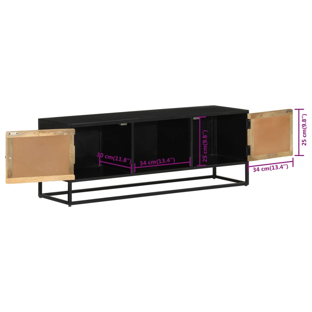 vidaXL Szafka pod TV, 110x30x40 cm, lite drewno mango i żelazo