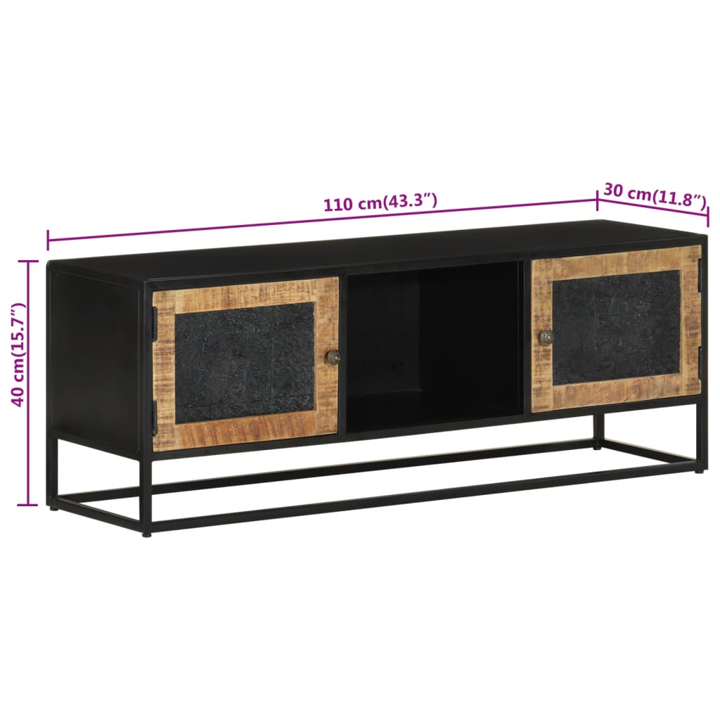 vidaXL Szafka pod TV, 110x30x40 cm, lite drewno mango i żelazo