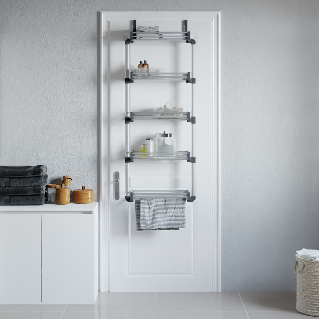 vidaXL Organizer na drzwi z 5 półkami, 52x20x135 cm, aluminium