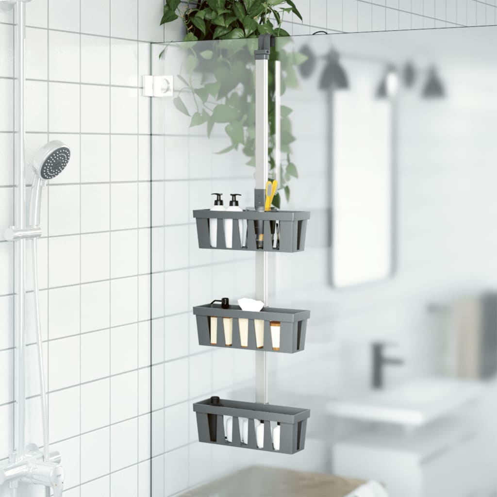 vidaXL Wiszące półki pod prysznic, 30x15x(67-105) cm, aluminium