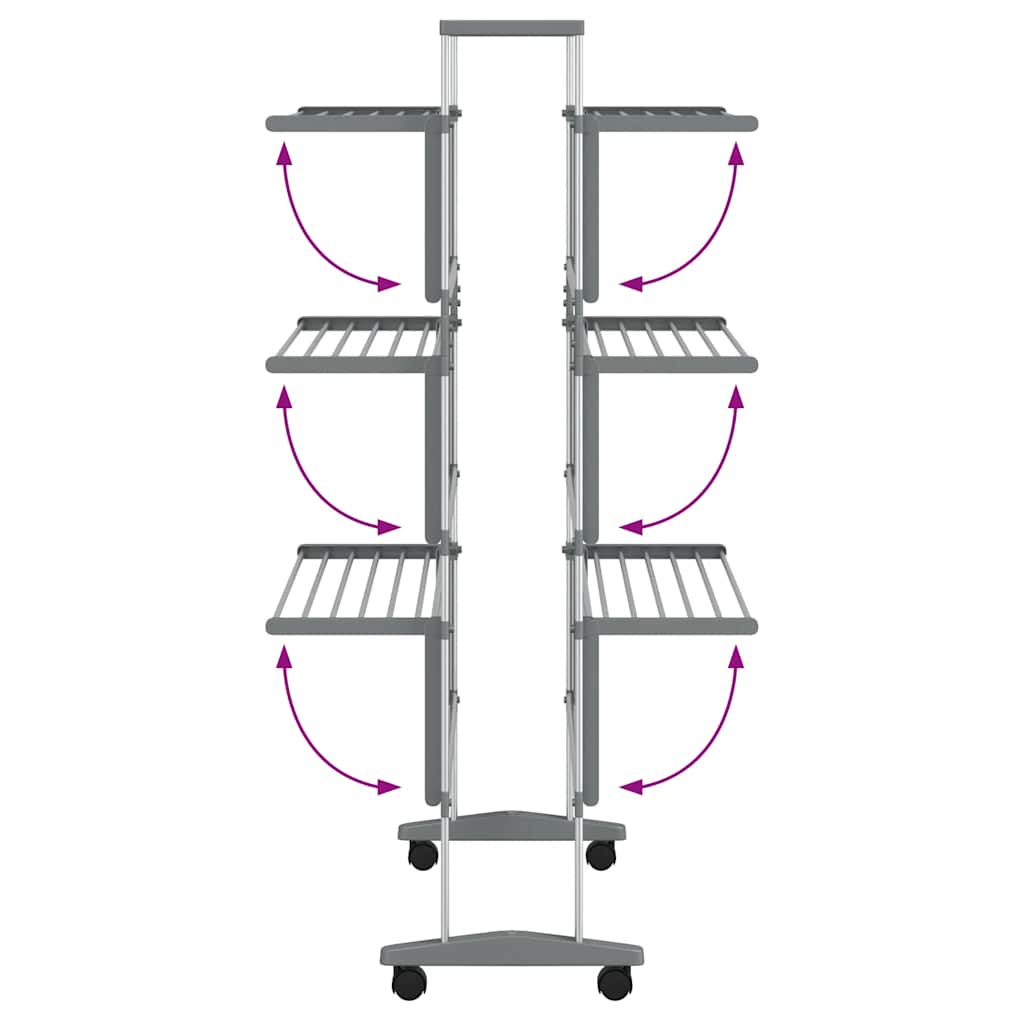 vidaXL Suszarka na pranie, na kółkach, 89x64x129 cm, aluminium