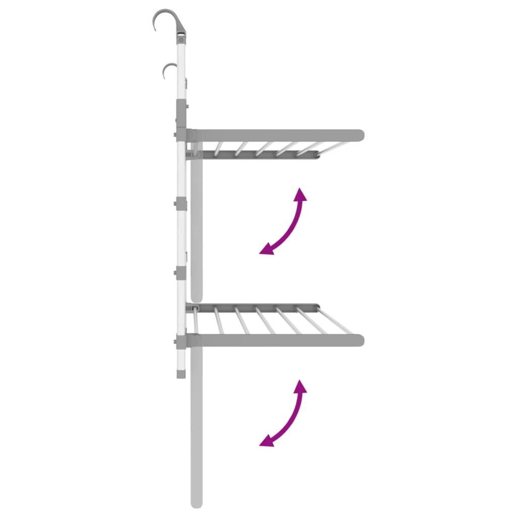 vidaXL Suszarka balkonowa na pranie, 89x25x(60-95) cm, aluminium