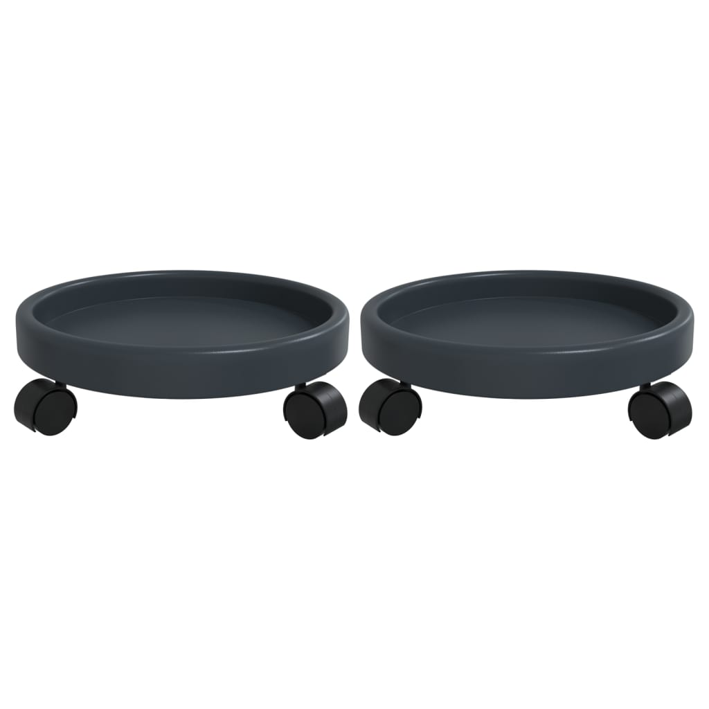 vidaXL Podstawki pod donicę, z kółkami, 2 szt., szare, 34 cm, 35 kg