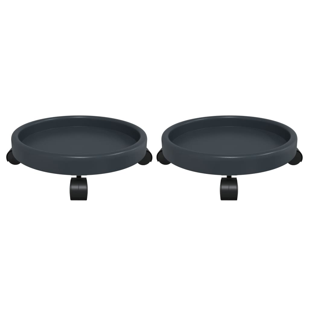 vidaXL Podstawki pod donicę, z kółkami, 2 szt., szare, 34 cm, 35 kg