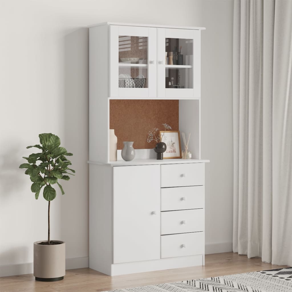 vidaXL Kredens ALTA, biały, 77x35x165 cm, lite drewno sosnowe