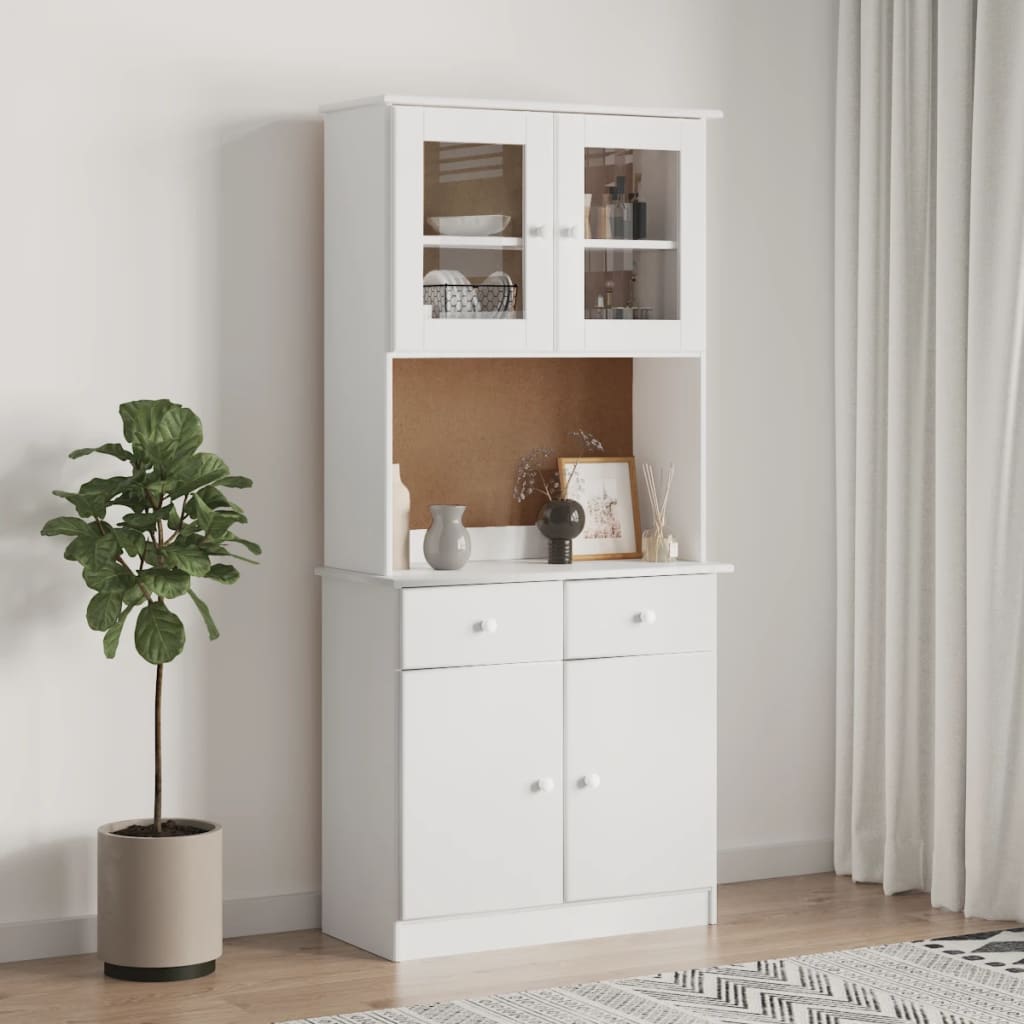 vidaXL Kredens ALTA, biały, 77x35x165 cm, lite drewno sosnowe