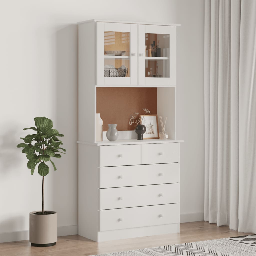 vidaXL Kredens ALTA, biały, 77x35x165 cm, lite drewno sosnowe