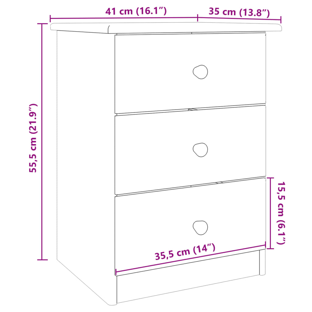 vidaXL Szafka nocna ALTA, 41x35x55,5 cm, drewno sosnowe