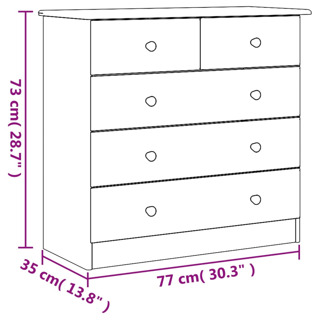 vidaXL Komoda ALTA, 77x35x73 cm, drewno sosnowe