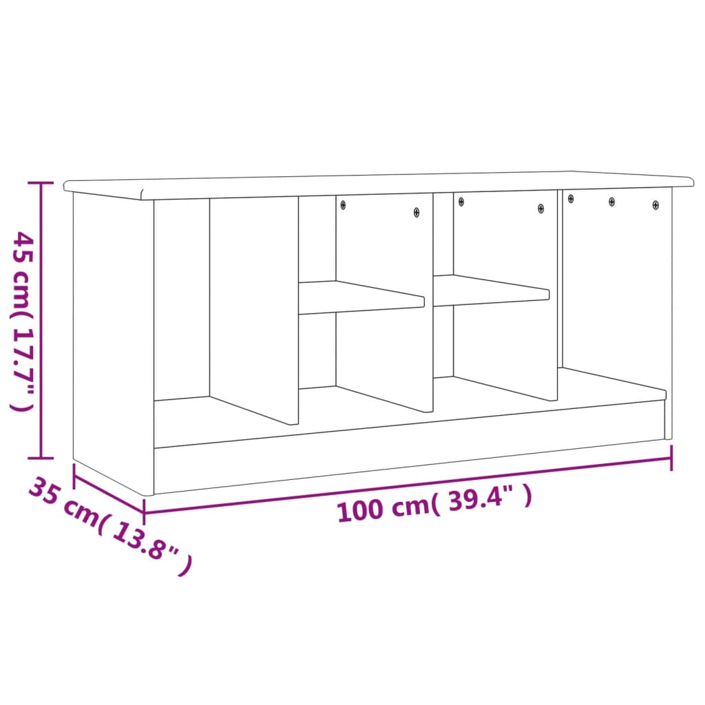 vidaXL Ławka ze schowkiem na buty ALTA, biała, 100x35x45 cm, sosna
