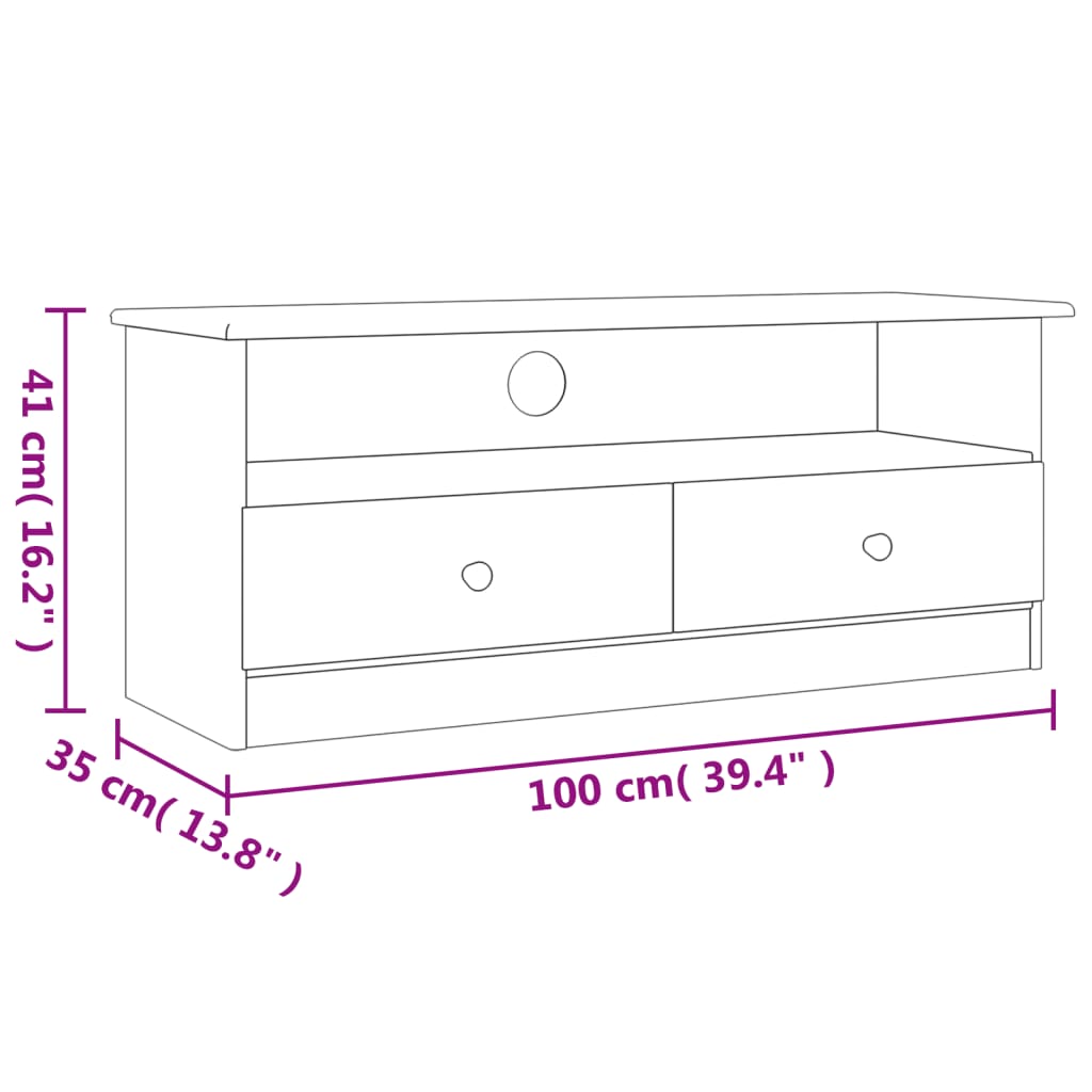 vidaXL Szafka RTV z szufladami ALTA, 100x35x41 cm, drewno sosnowe