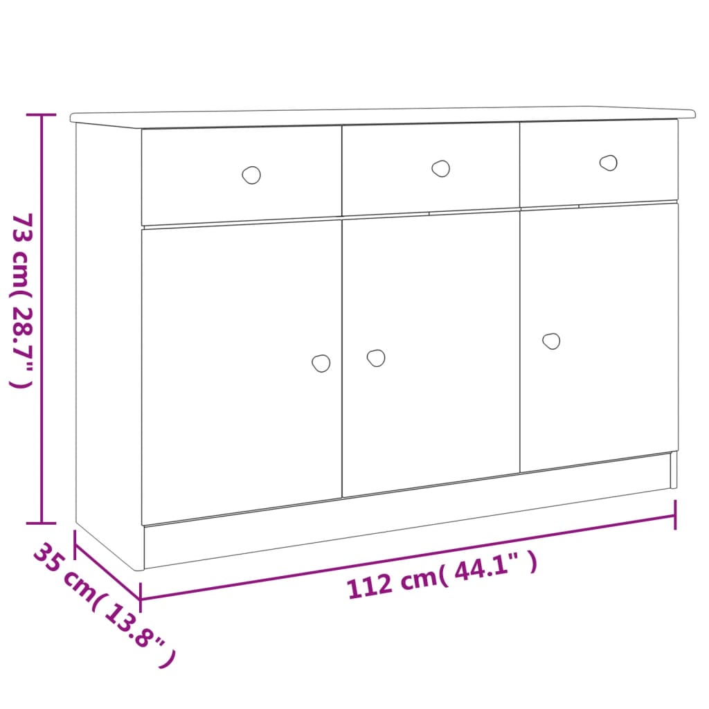 vidaXL Szafka ALTA, 112x35x73 cm, lite drewno sosnowe
