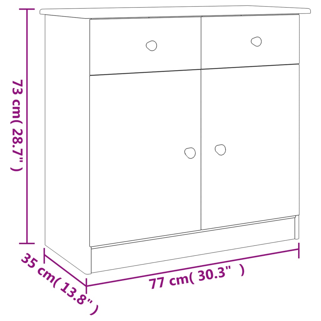 vidaXL Szafka ALTA, 77x35x73 cm, lite drewno sosnowe