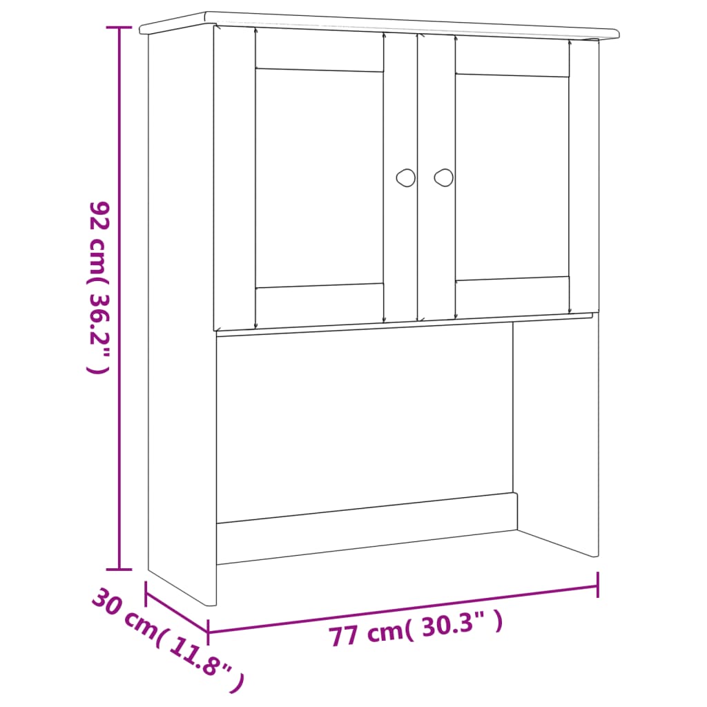 vidaXL Nastawka do komody ALTA, 77x30x92 cm, lite drewno sosnowe