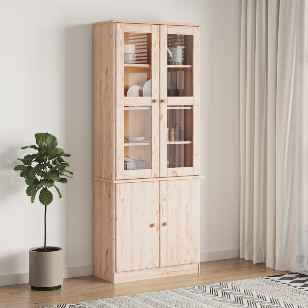 vidaXL Witryna ALTA, 77x35x186,5 cm, lite drewno sosnowe