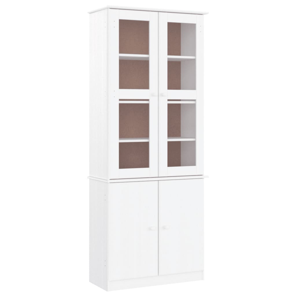vidaXL Witryna ALTA, biała, 77x35x186,5 cm, lite drewno sosnowe