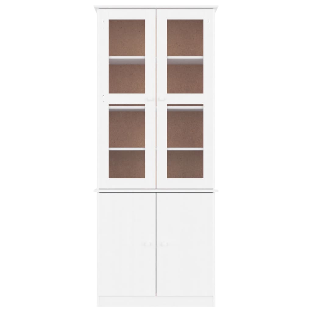 vidaXL Witryna ALTA, biała, 77x35x186,5 cm, lite drewno sosnowe