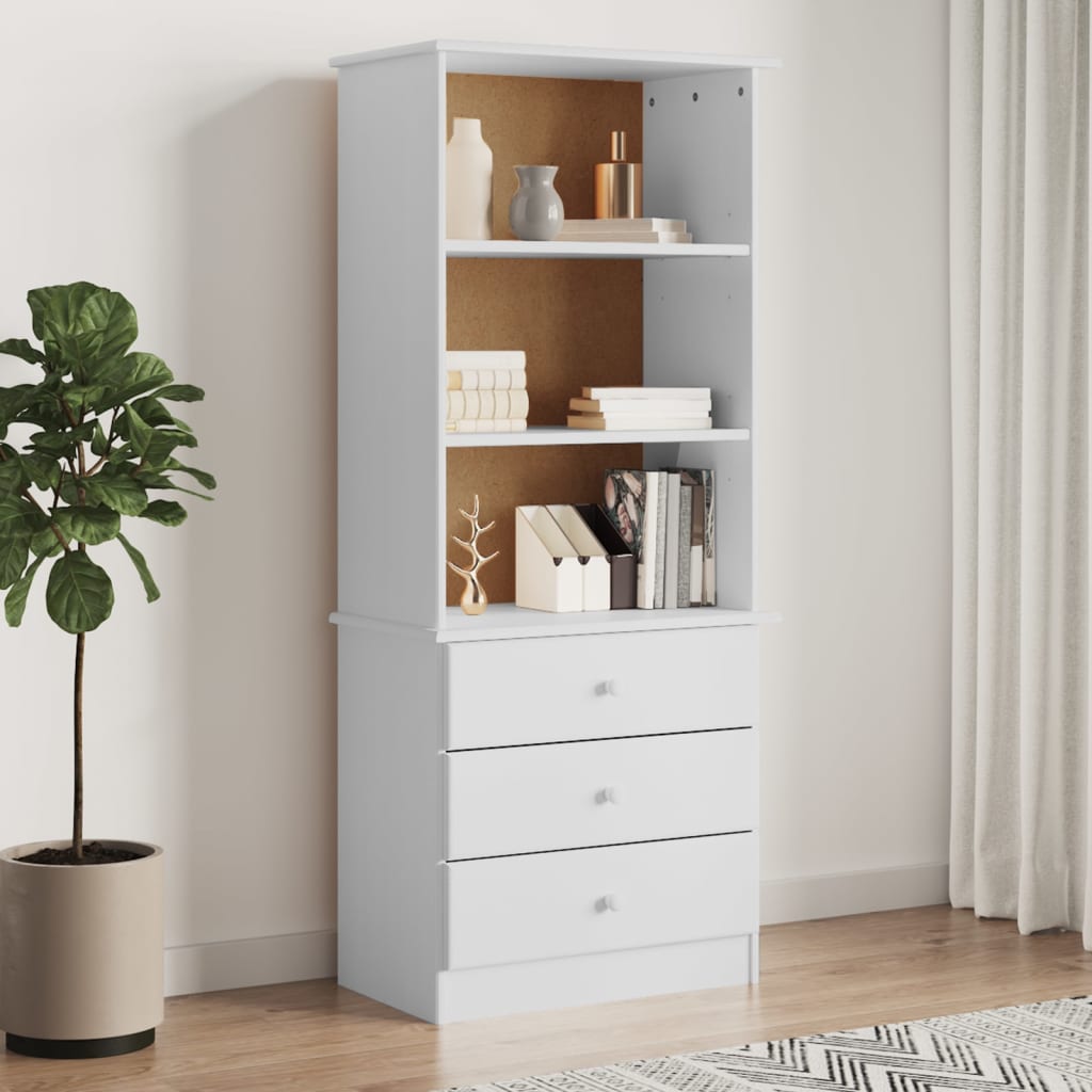 vidaXL Biblioteczka z szufladami ALTA, biała, 60x35x142 cm, sosna