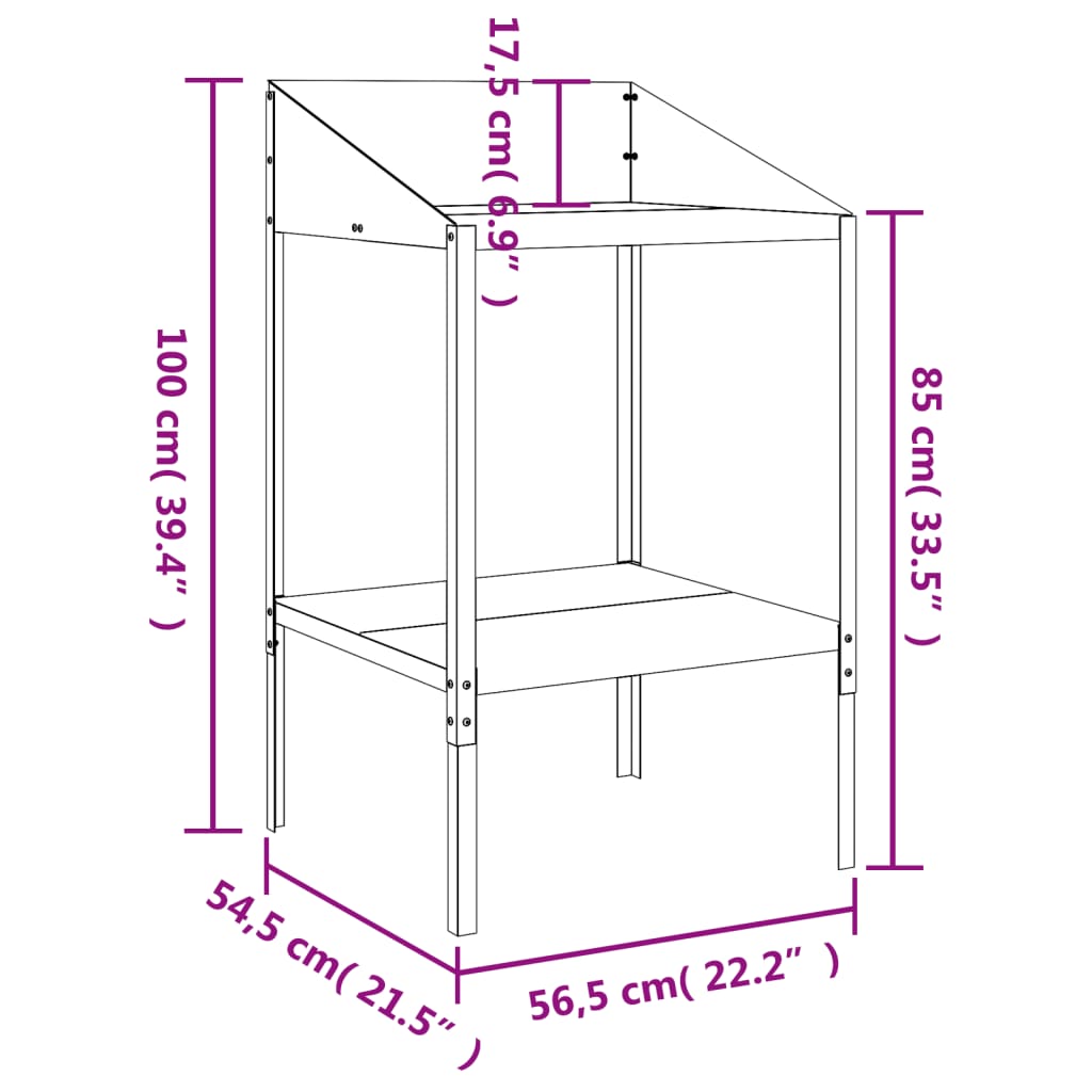 vidaXL Kwietnik, antracytowy, 56,5x54,5x100 cm, stal galwanizowana