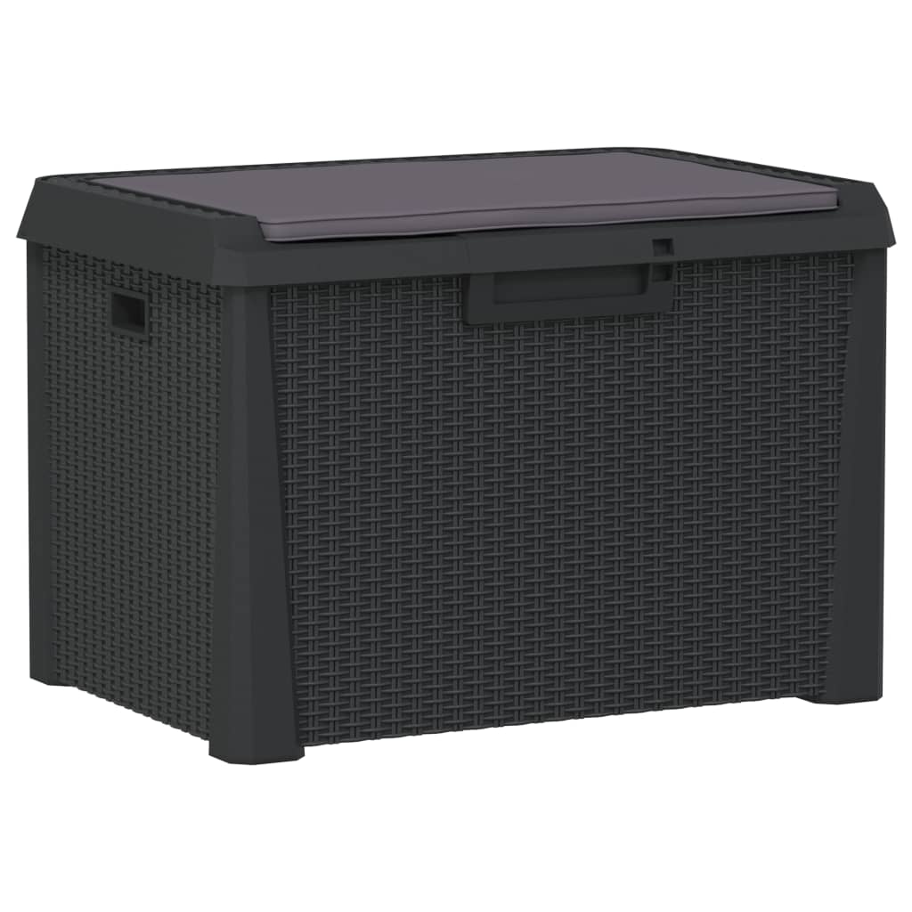 vidaXL Skrzynia ogrodowa z poduszką na siedzisku, antracyt, 125 L, PP