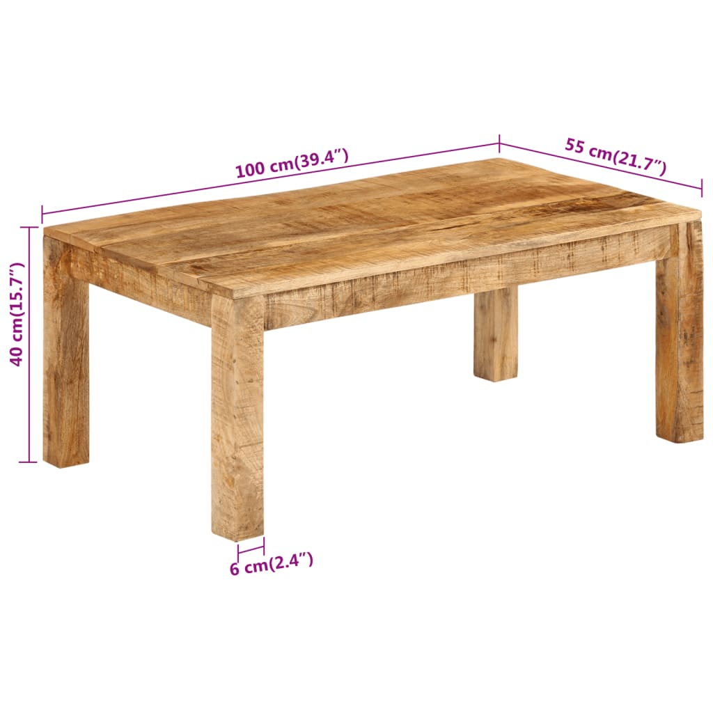 vidaXL Stolik kawowy, 100x55x40 cm, lite drewno mango