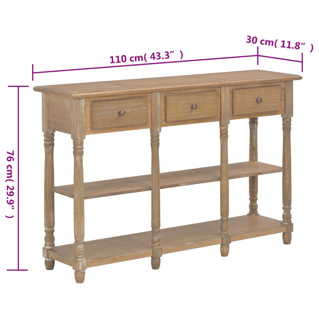 vidaXL Stolik konsolowy, 110x30x76 cm, materiał drewnopochodny