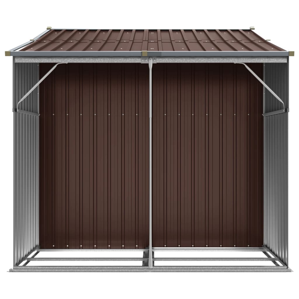 vidaXL Szopa ogrodowa, brązowa, 277x192,5x179 cm, stal galwanizowana