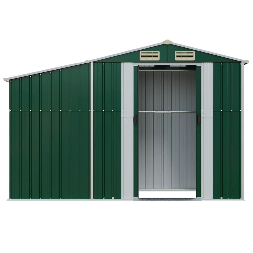 vidaXL Szopa ogrodowa, zielona, 277x93x179 cm, stal galwanizowana