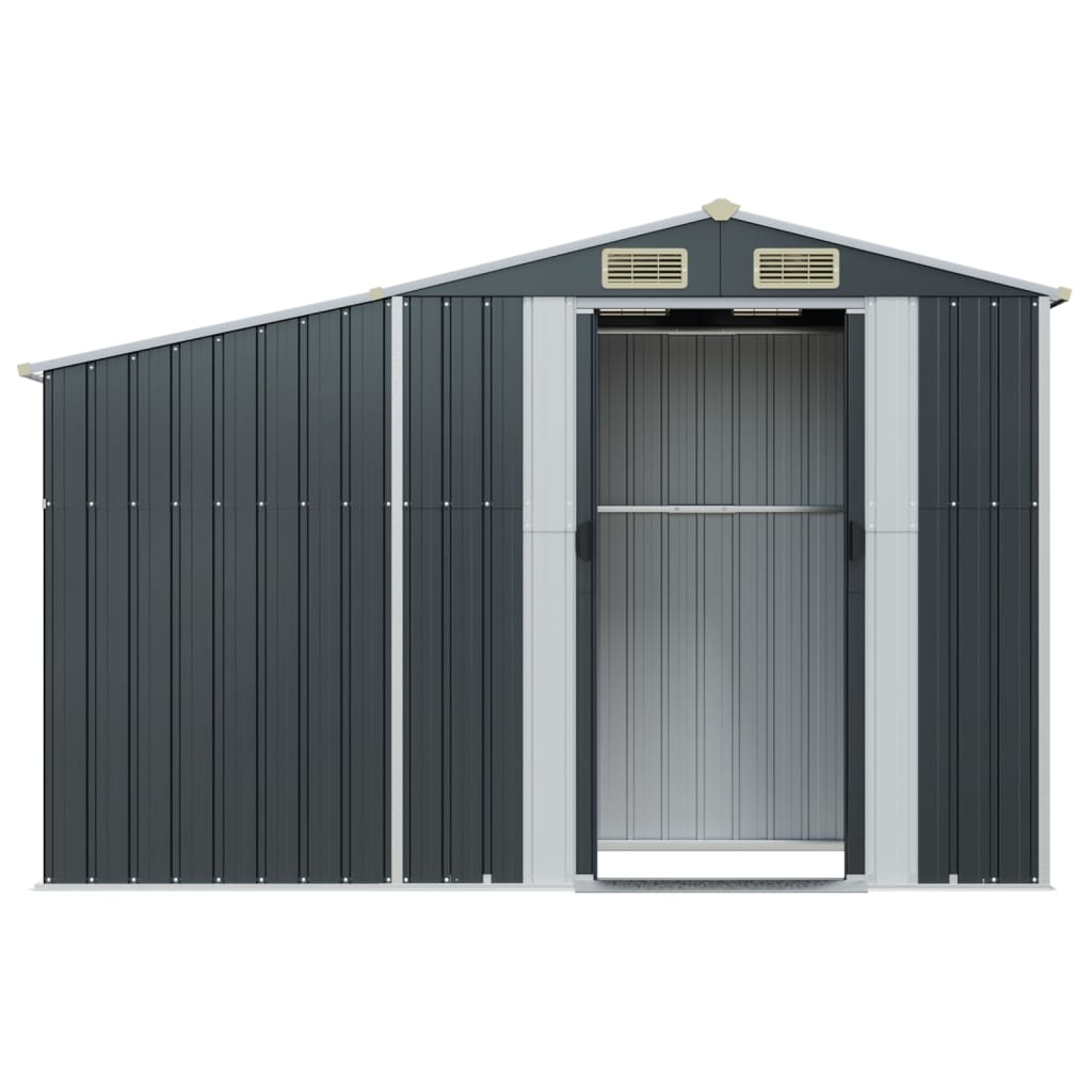 vidaXL Szopa ogrodowa, antracytowa, 277x93x179 cm, stal galwanizowana