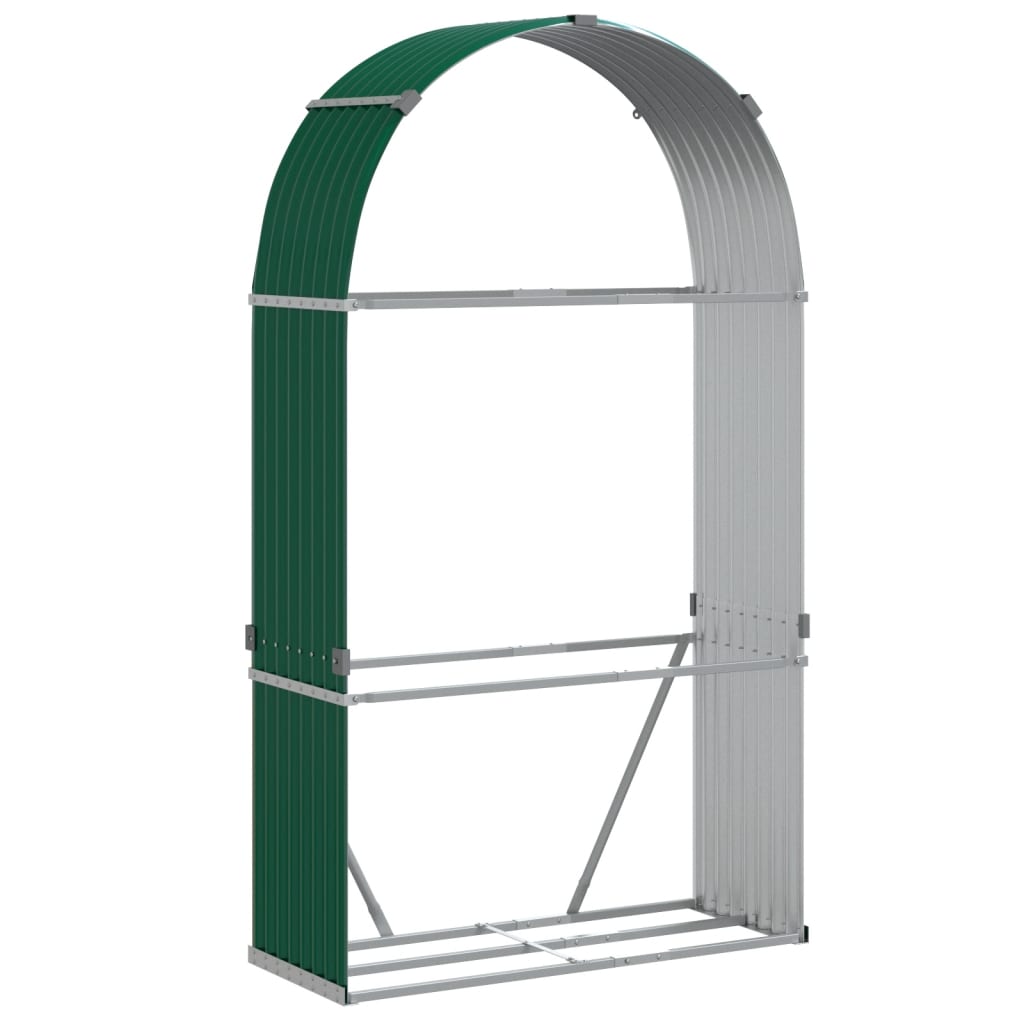 vidaXL Stojak na drewno, zielony, 120x45x210 cm, stal galwanizowana