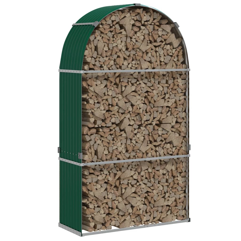 vidaXL Stojak na drewno, zielony, 120x45x210 cm, stal galwanizowana