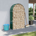 vidaXL Stojak na drewno, zielony, 120x45x210 cm, stal galwanizowana
