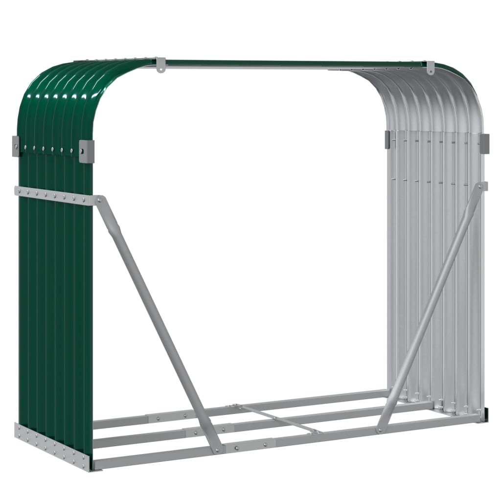 vidaXL Stojak na drewno, zielony, 120x45x100 cm, stal galwanizowana