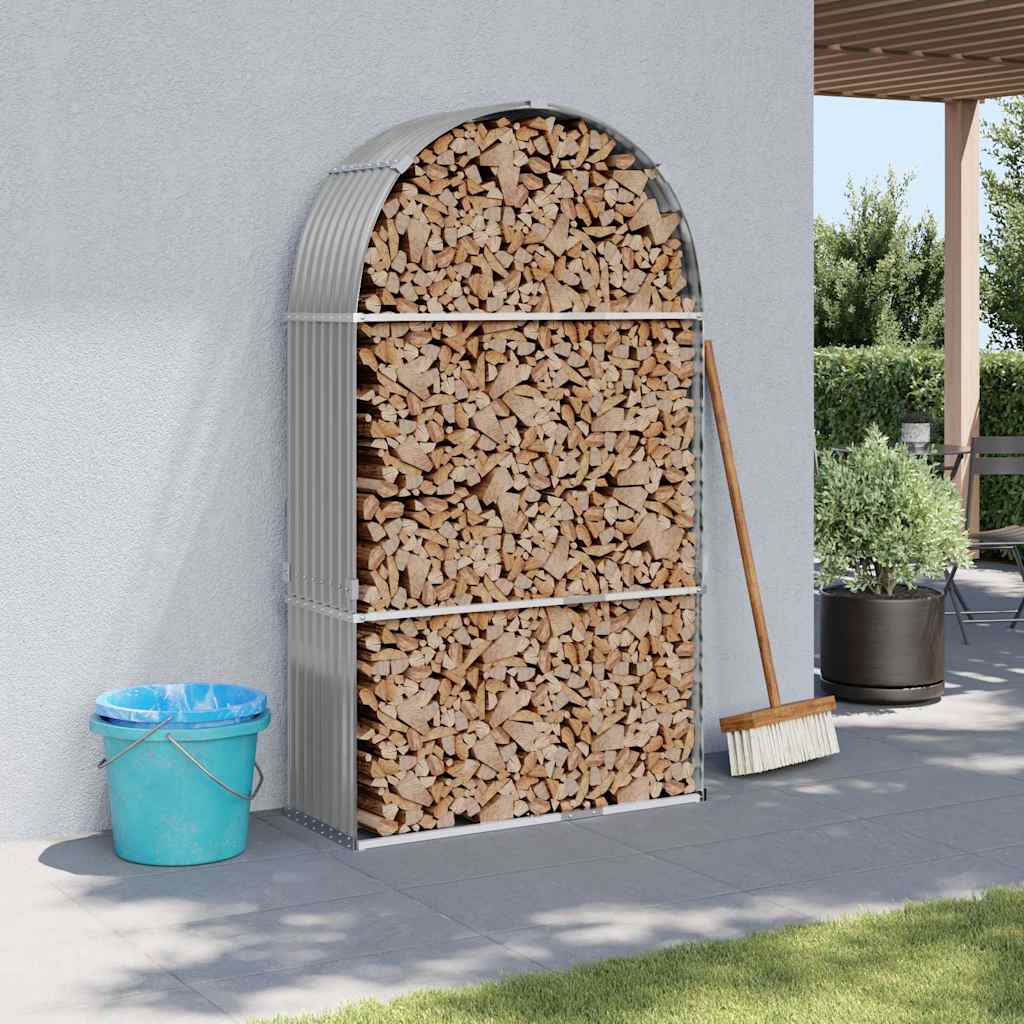 vidaXL Stojak na drewno, jasnoszary, 120x45x210 cm, stal galwanizowana