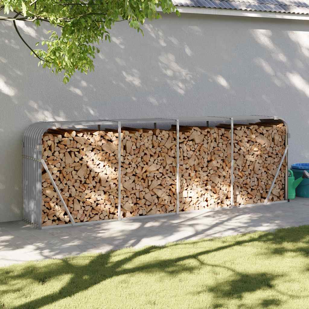 vidaXL Uchwyt na drewno jasnoszary 300x45x100 cm Stal ocynkowana