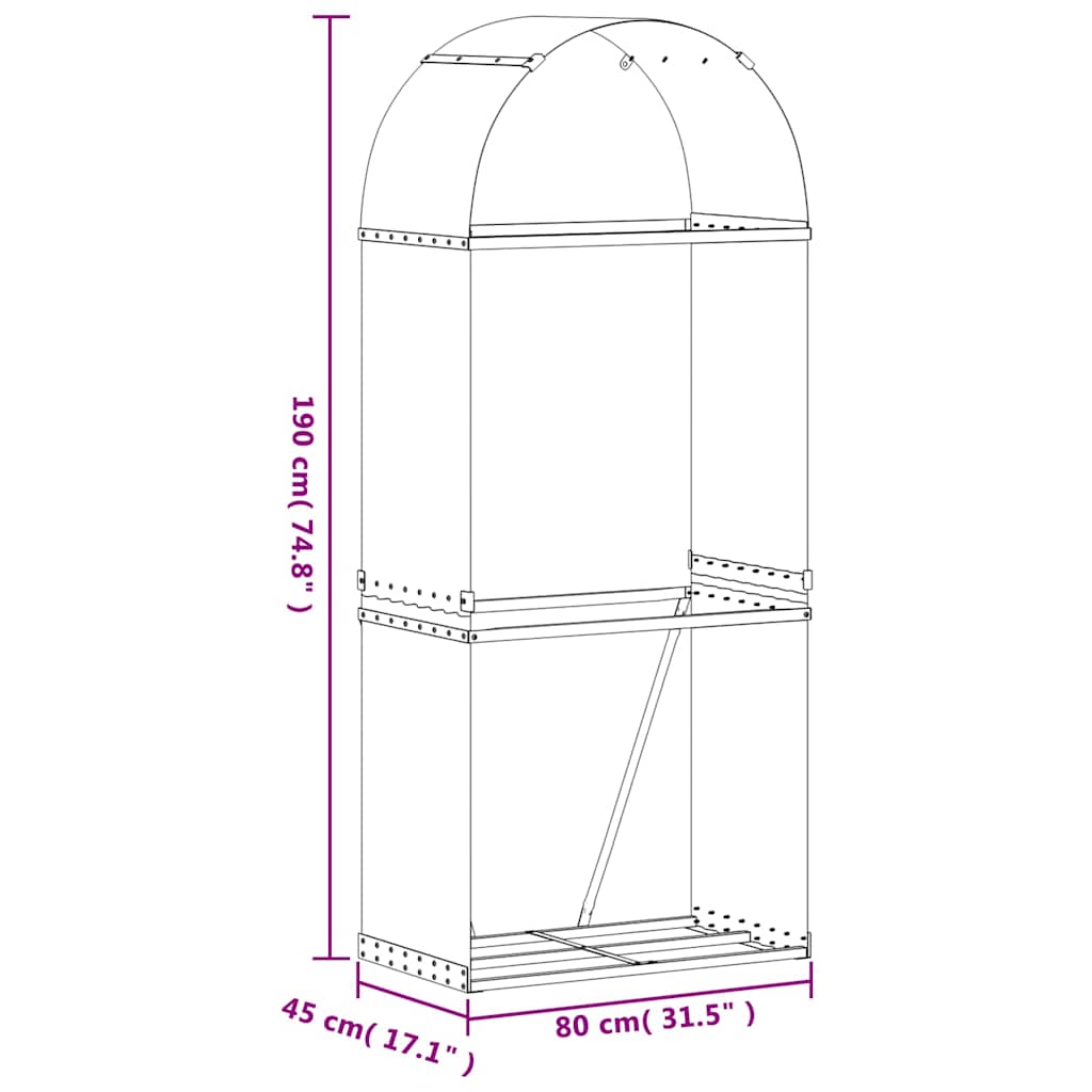 vidaXL Uchwyt na drewno antracytowy 80x45x190 cm ocynkowana stal