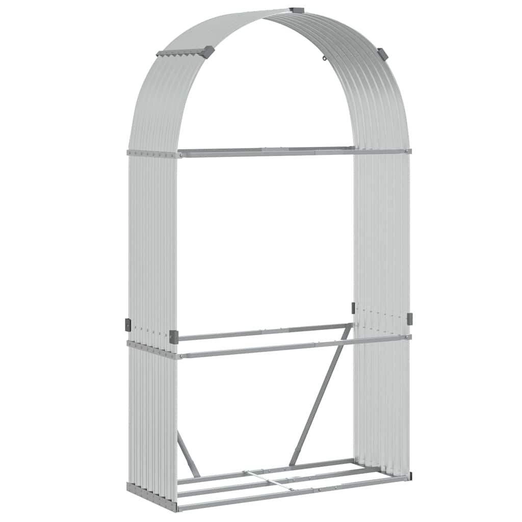 vidaXL Stojak na drewno, srebrny, 120x45x210 cm, stal galwanizowana