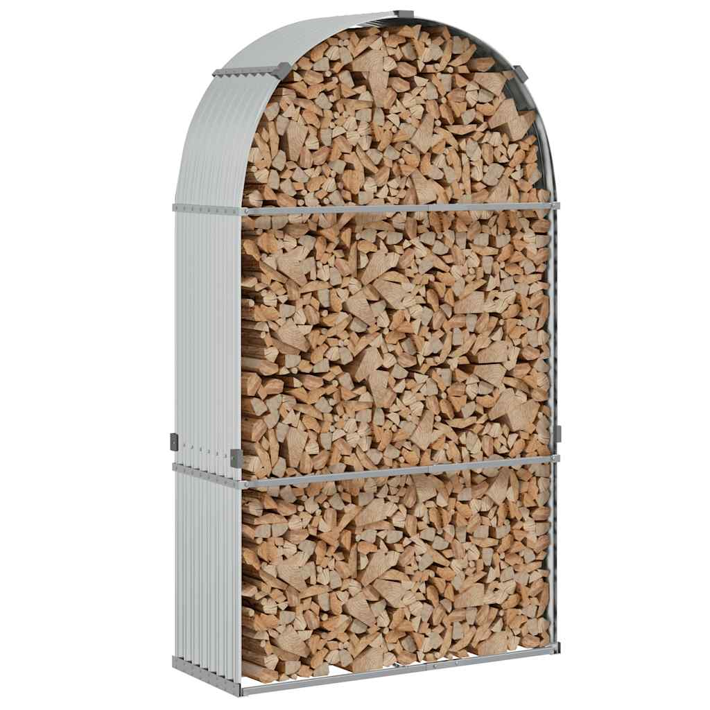 vidaXL Stojak na drewno, srebrny, 120x45x210 cm, stal galwanizowana